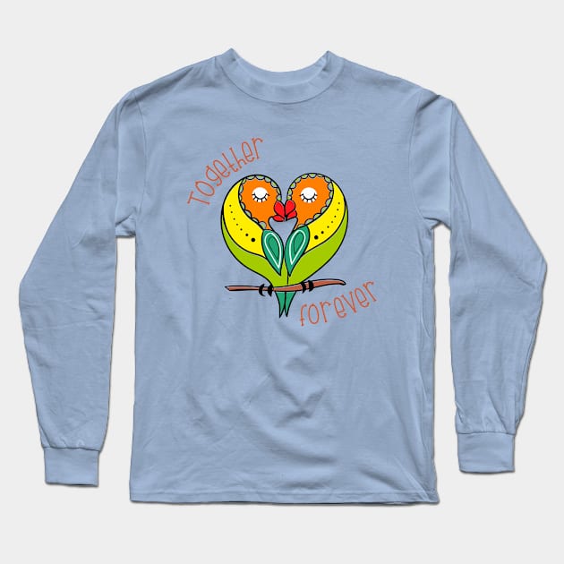 Together Forever Parrot Couple Long Sleeve T-Shirt by Mako Design 